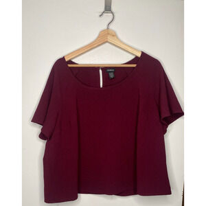 Torrid Burgundy Short Sleeve Flutter Sleeve Top – Plus Size 2X